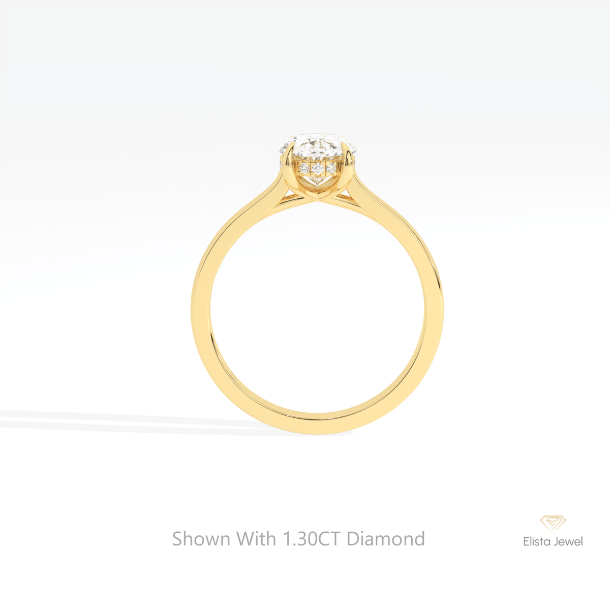 Oval Cut Hidden Halo Engagement Lab Grown Diamond Ring in 10K Rose Gold - Angled View