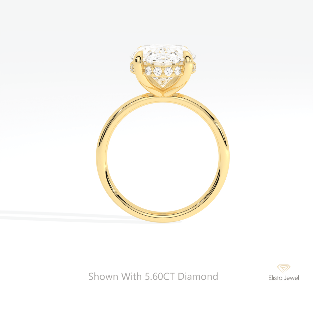 Oval Cut Hidden Halo Engagement Lab Grown Diamond Ring in 18K White Gold - Close-up View