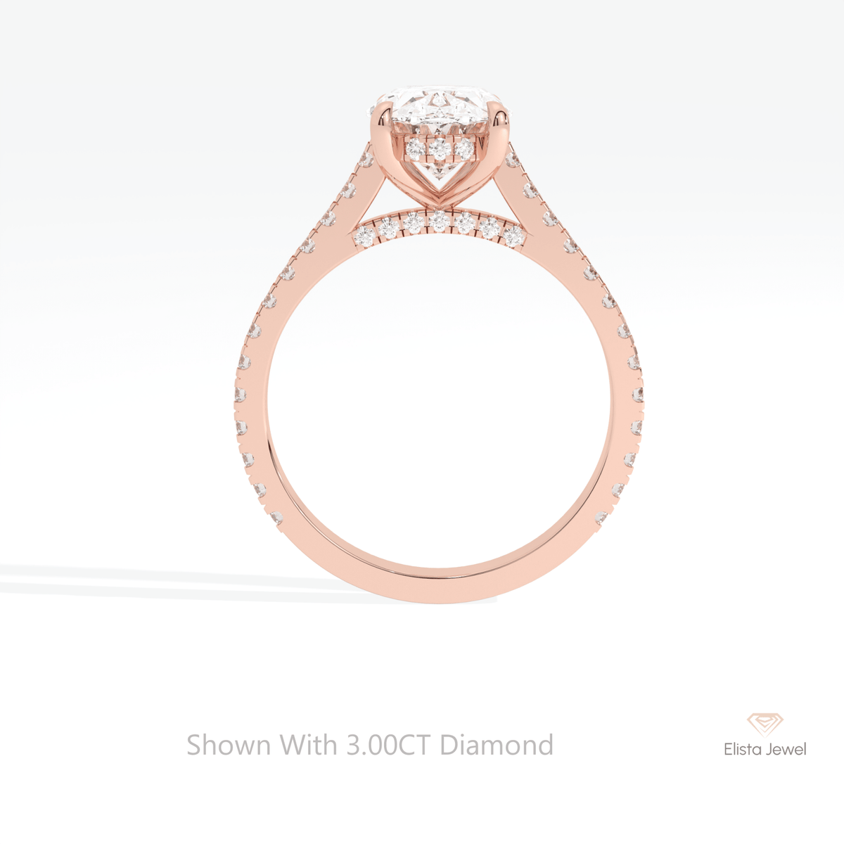 Oval Cut Hidden Halo Engagement Lab Grown Diamond Ring - Alternative View