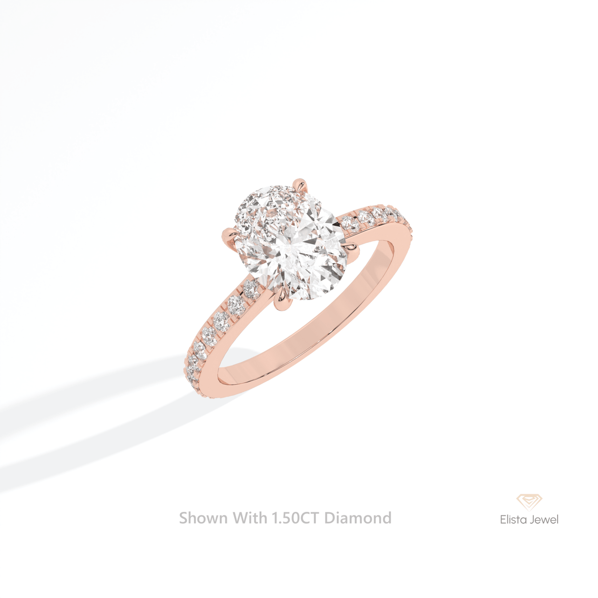 Oval Cut Hidden Halo Engagement Lab Grown Diamond Ring in Platinum - Lifestyle View