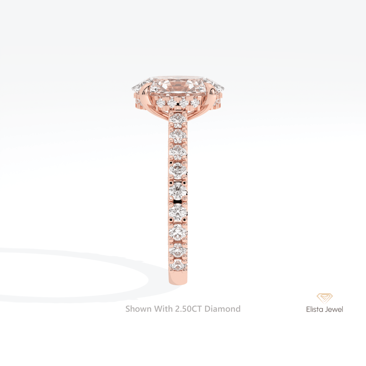 Oval Cut Hidden Halo Engagement Lab Grown Diamond Ring - Additional View
