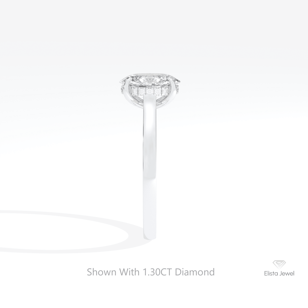 Oval Cut Hidden Halo Engagement Lab Grown Diamond Ring in 18K Yellow Gold - Perspective View