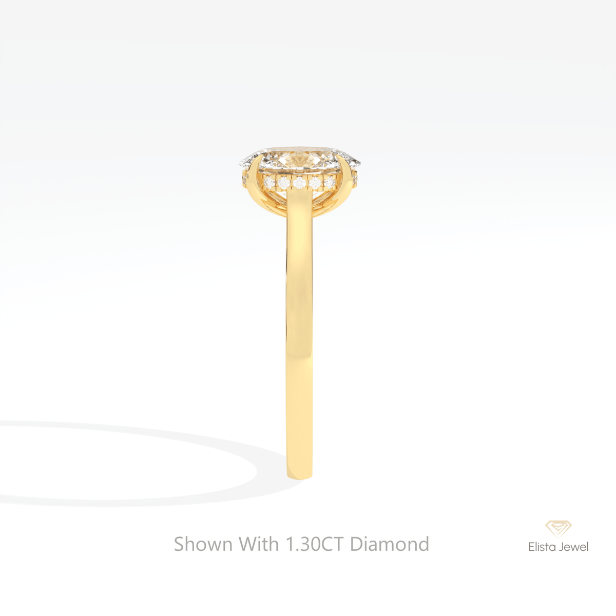 Oval Cut Hidden Halo Engagement Lab Grown Diamond Ring in 14K White Gold - Top View