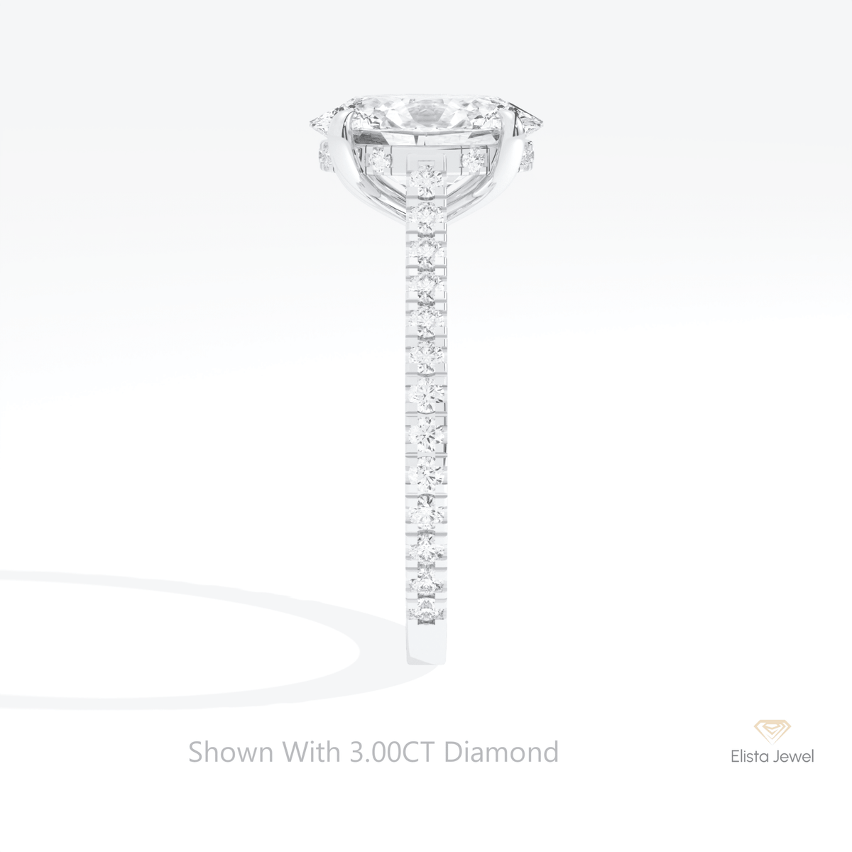 Oval Cut Hidden Halo Engagement Lab Grown Diamond Ring in 18K Yellow Gold - Perspective View