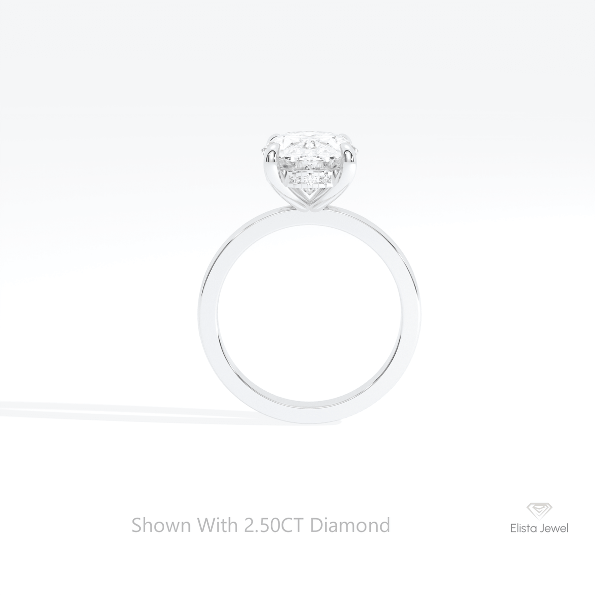Oval Cut Hidden Halo Engagement Lab Grown Diamond Ring in 10K Rose Gold - Angled View