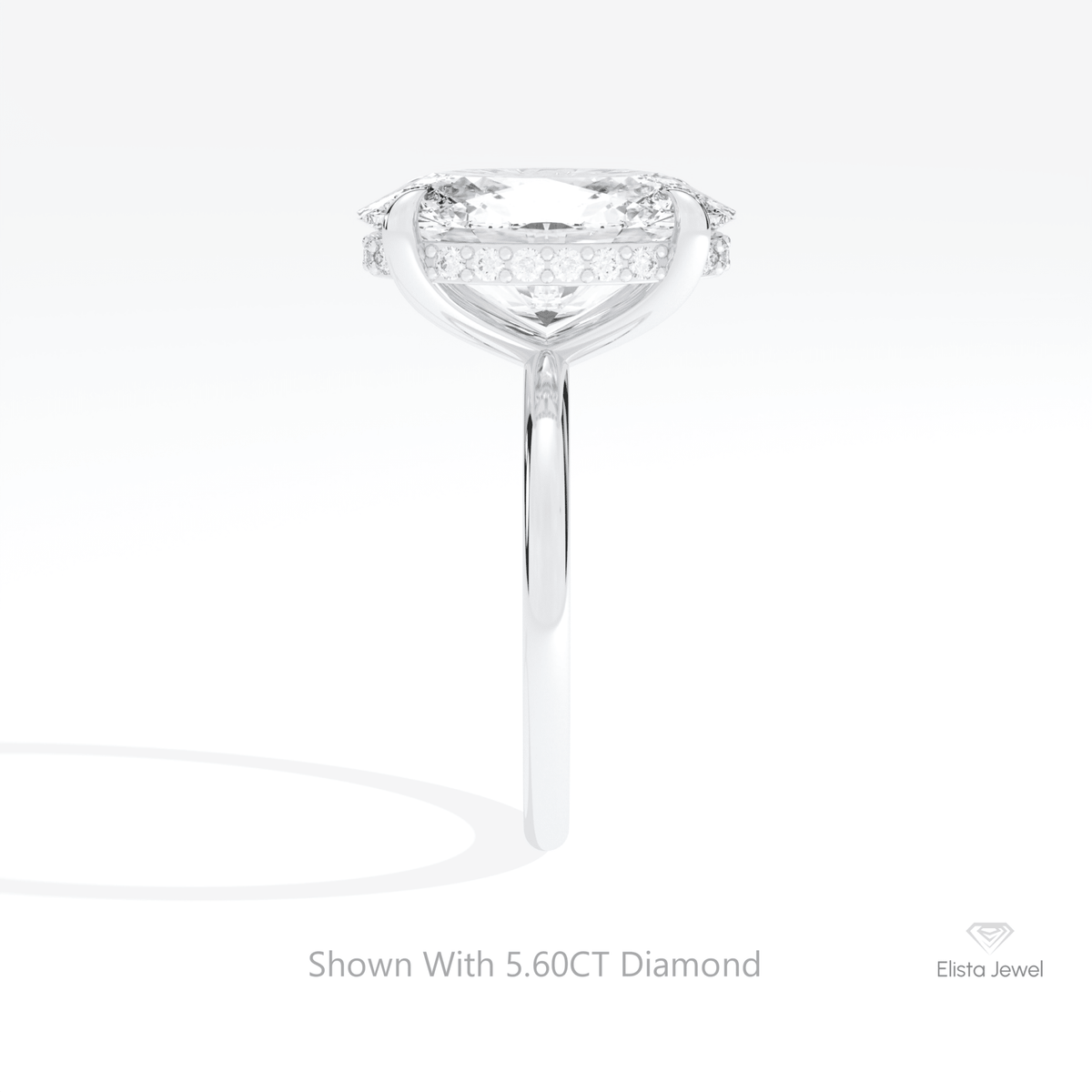 Oval Cut Hidden Halo Engagement Lab Grown Diamond Ring in 14K White Gold - Top View