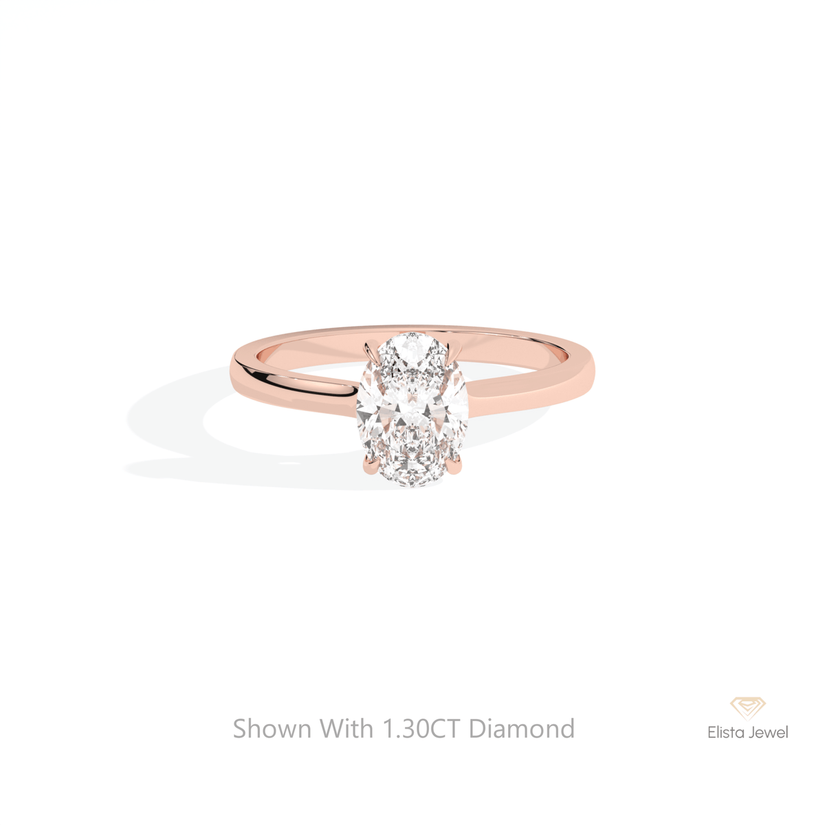 Oval Cut Hidden Halo Engagement Lab Grown Diamond Ring in 18K Rose Gold - Ring on Hand View