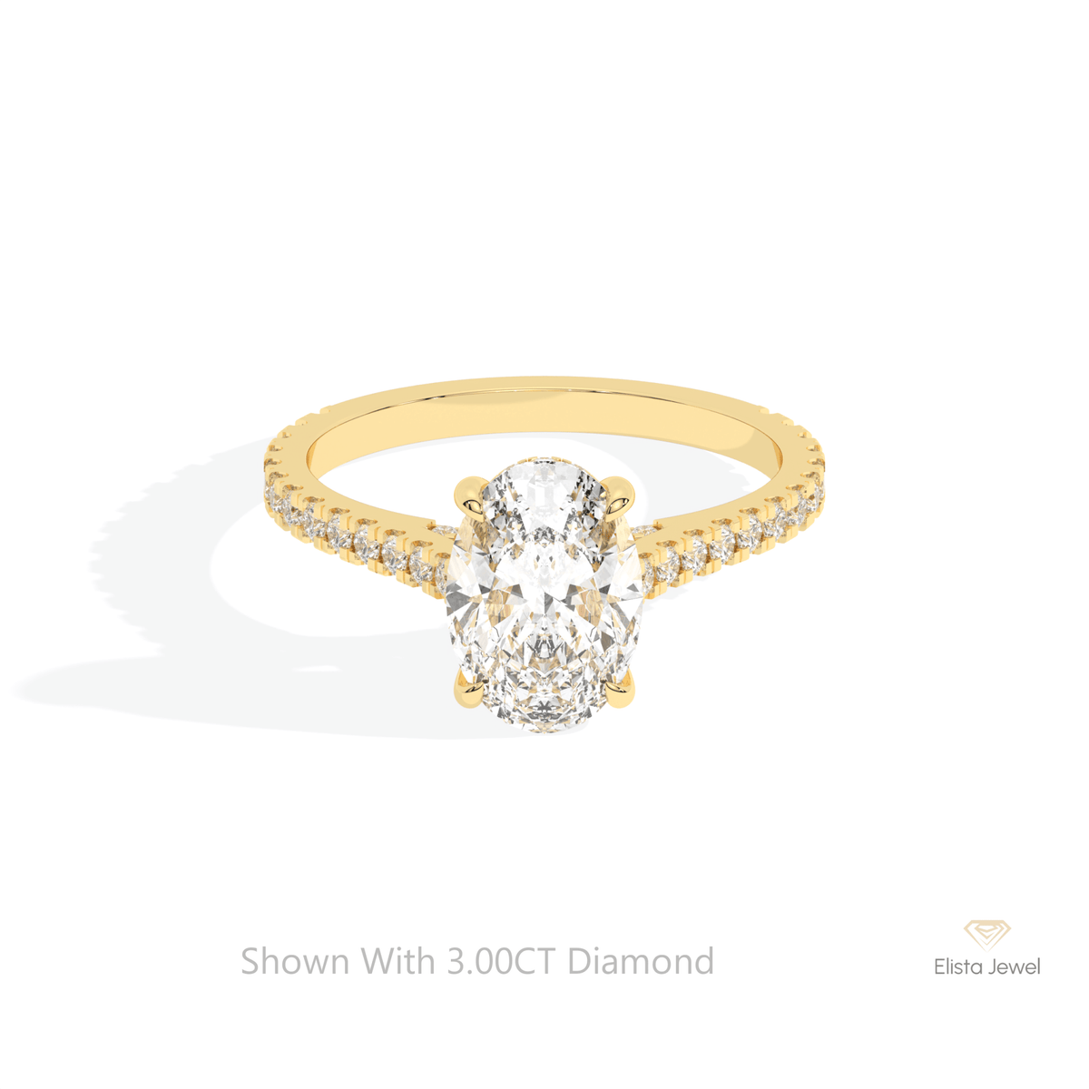 Oval Cut Hidden Halo Engagement Lab Grown Diamond Ring in 10K White Gold - Front View