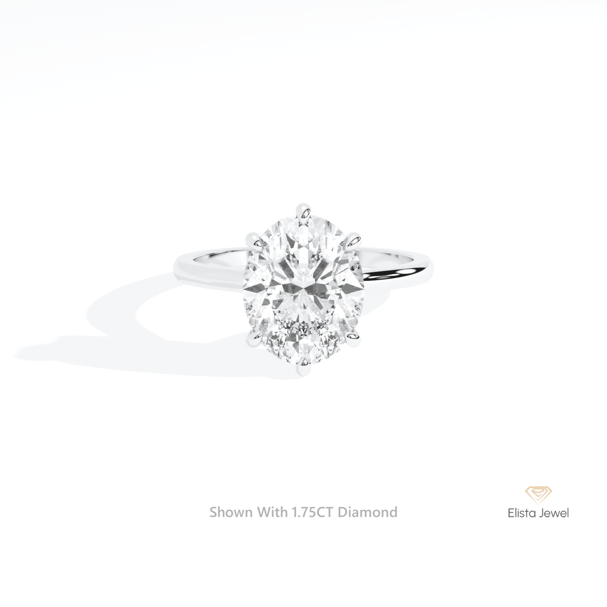 Oval Cut Hidden Halo Engagement Lab Grown Diamond Ring in 14K Yellow Gold - Detail View