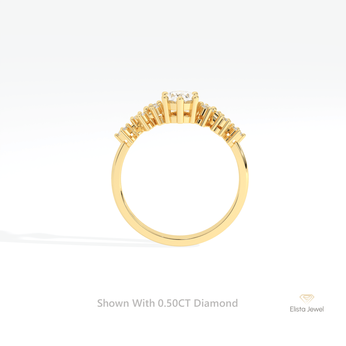 Oval Cut Solitaire Accent Engagement Lab Grown Diamond Ring - Alternative View