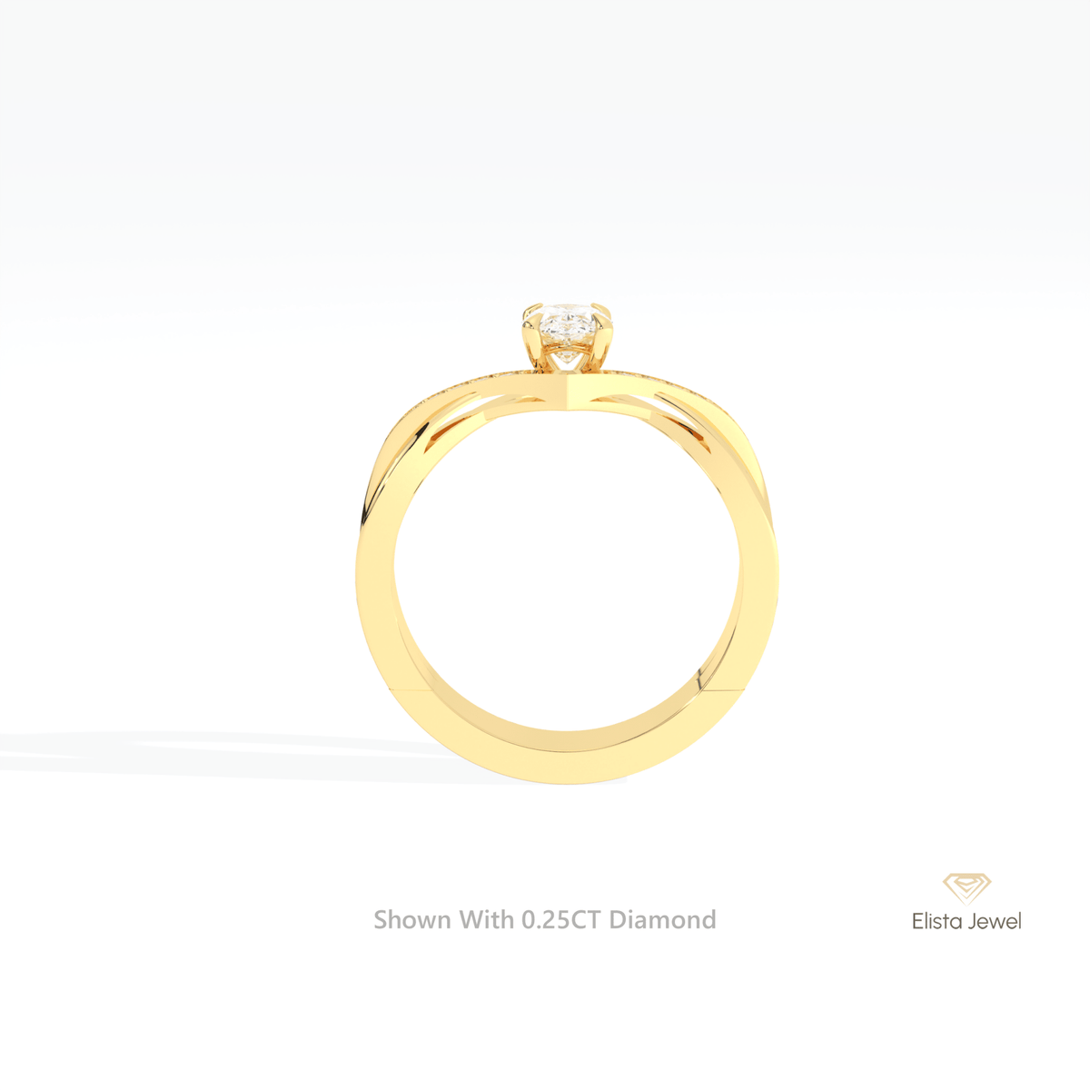 Oval Cut Solitaire Accent Engagement Lab Grown Diamond Ring in 10K Rose Gold - Angled View