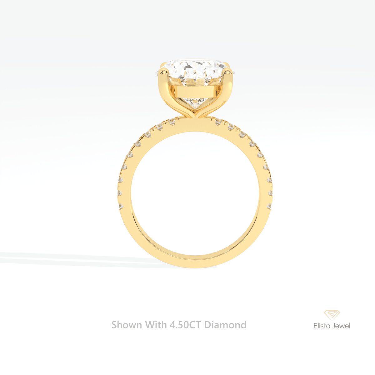 Oval Cut Solitaire Accent Wedding Lab Grown Diamond Ring in 10K Rose Gold - Angled View