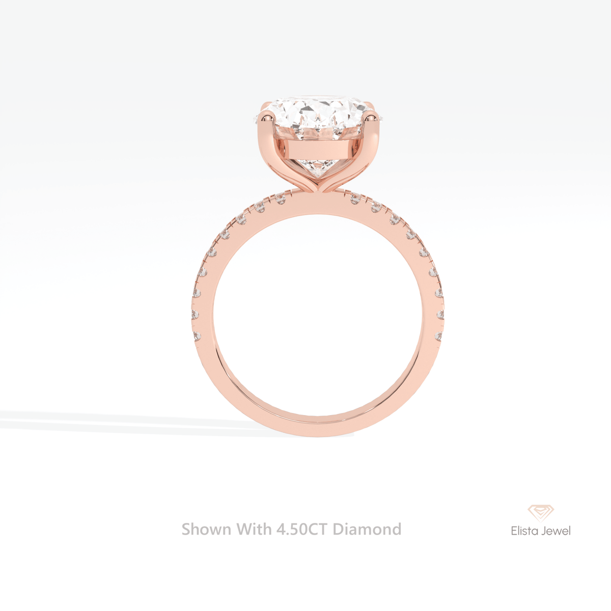 Oval Cut Solitaire Accent Wedding Lab Grown Diamond Ring - Alternative View