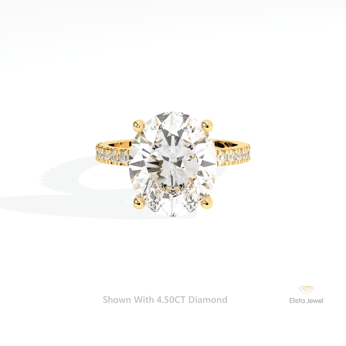 Oval Cut Solitaire Accent Wedding Lab Grown Diamond Ring in 10K White Gold - Front View