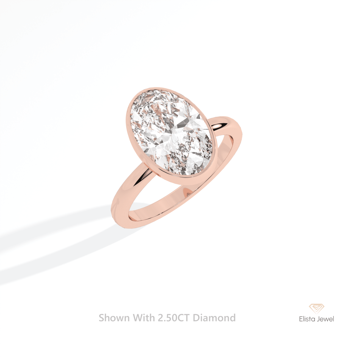 Oval Cut Solitaire Bezel Engagement Lab Grown Diamond Ring in 10K Yellow Gold - Side View