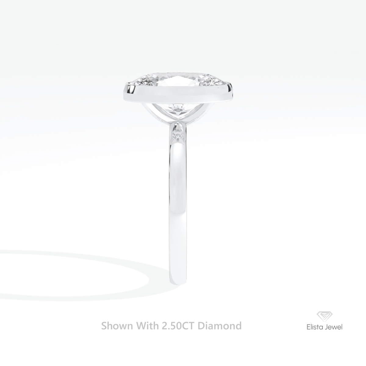 Oval Cut Solitaire Bezel Engagement Lab Grown Diamond Ring in 18K Yellow Gold - Perspective View
