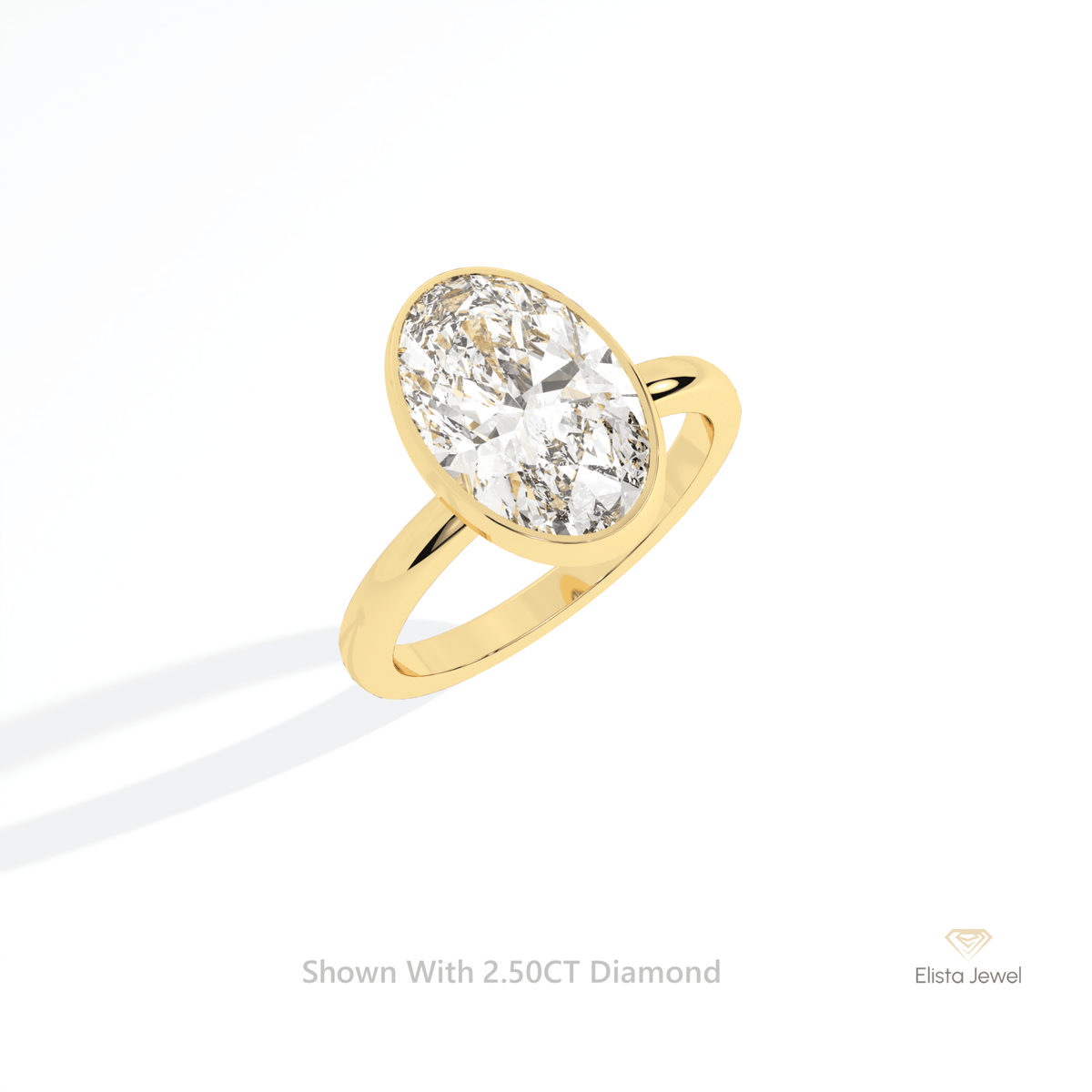 Oval Cut Solitaire Bezel Engagement Lab Grown Diamond Ring in Platinum - Lifestyle View