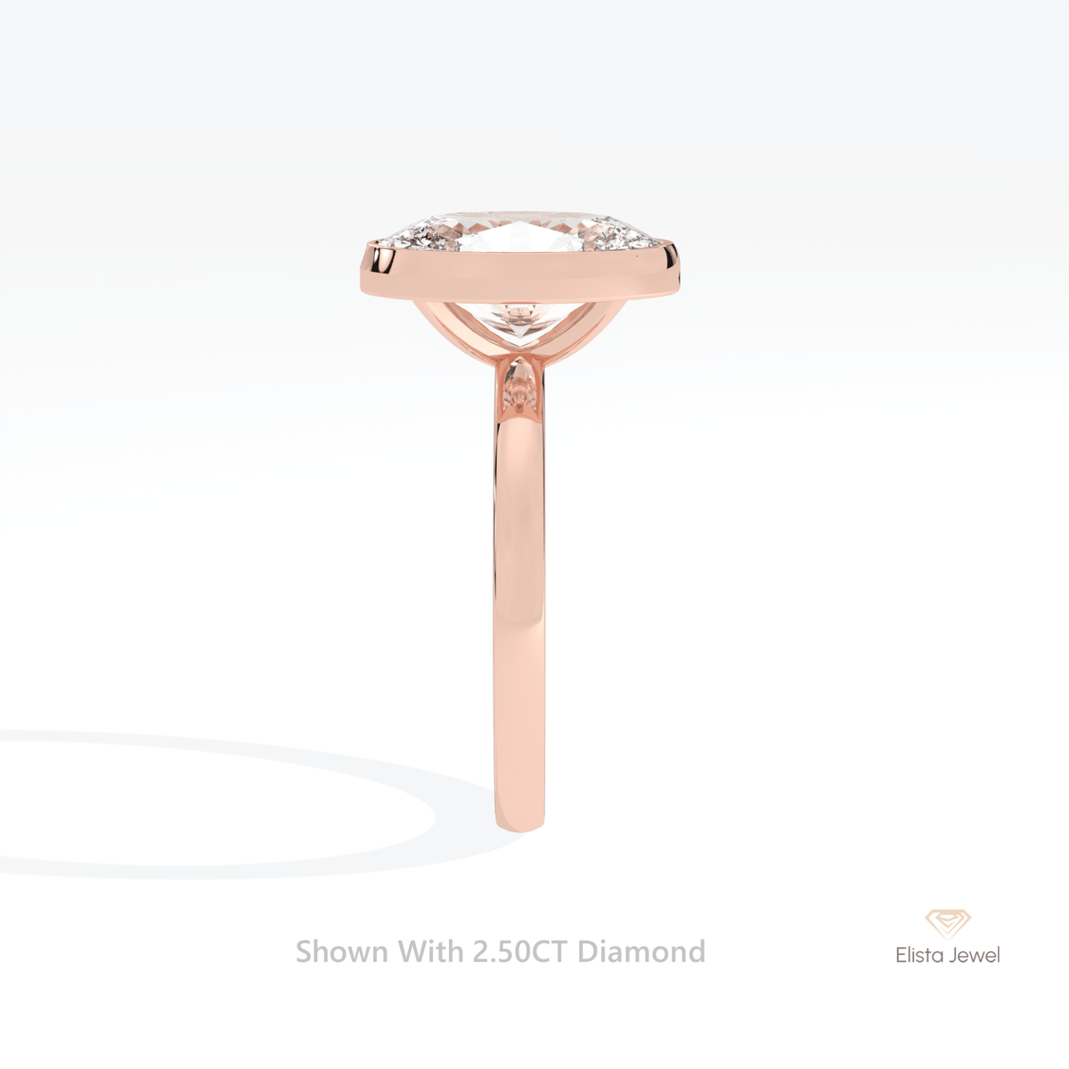 Oval Cut Solitaire Bezel Engagement Lab Grown Diamond Ring in 14K White Gold - Top View