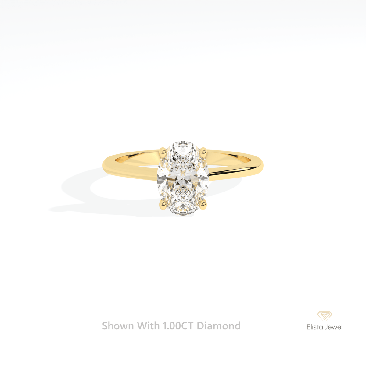 Oval Cut Solitaire Engagement Lab Grown Diamond Ring in 14K Yellow Gold - Detail View