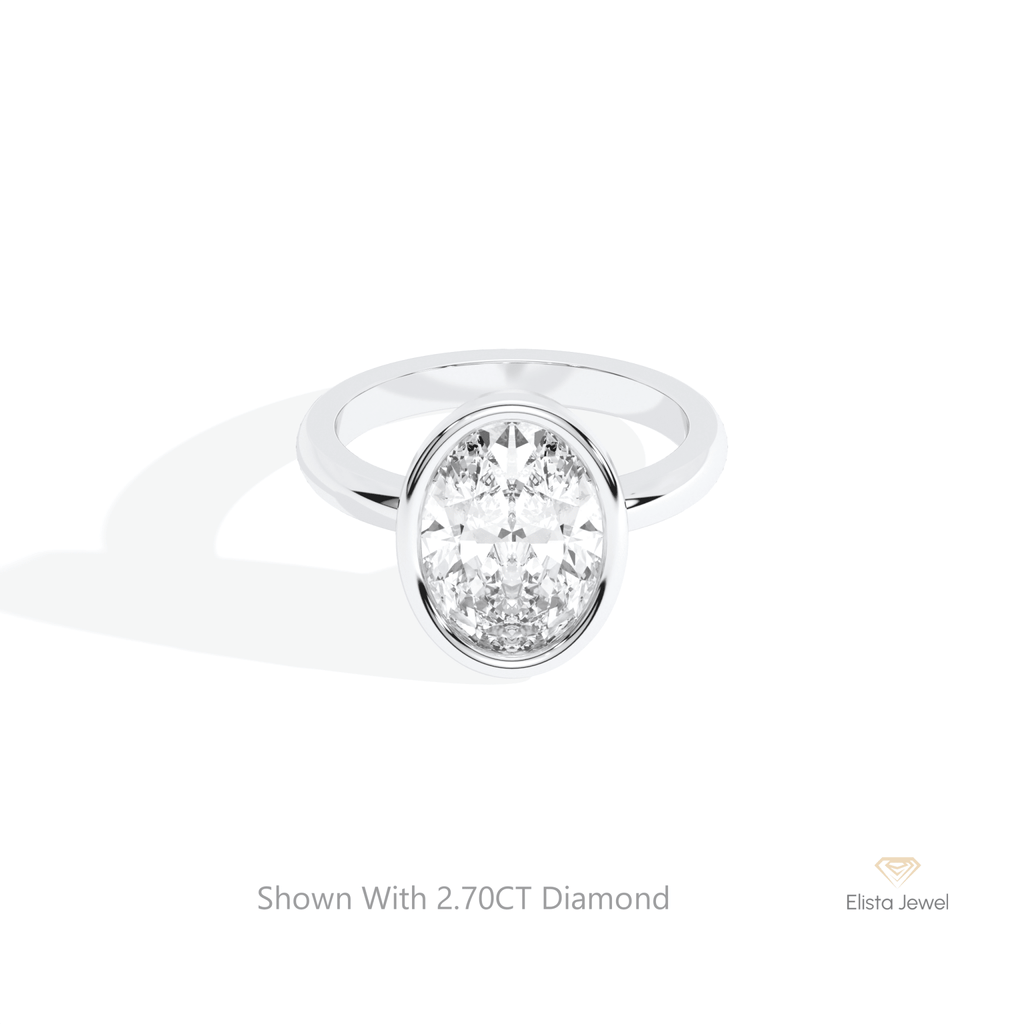 Oval Cut Solitaire Engagement Lab Grown Diamond Ring in 14K Yellow Gold - Detail View