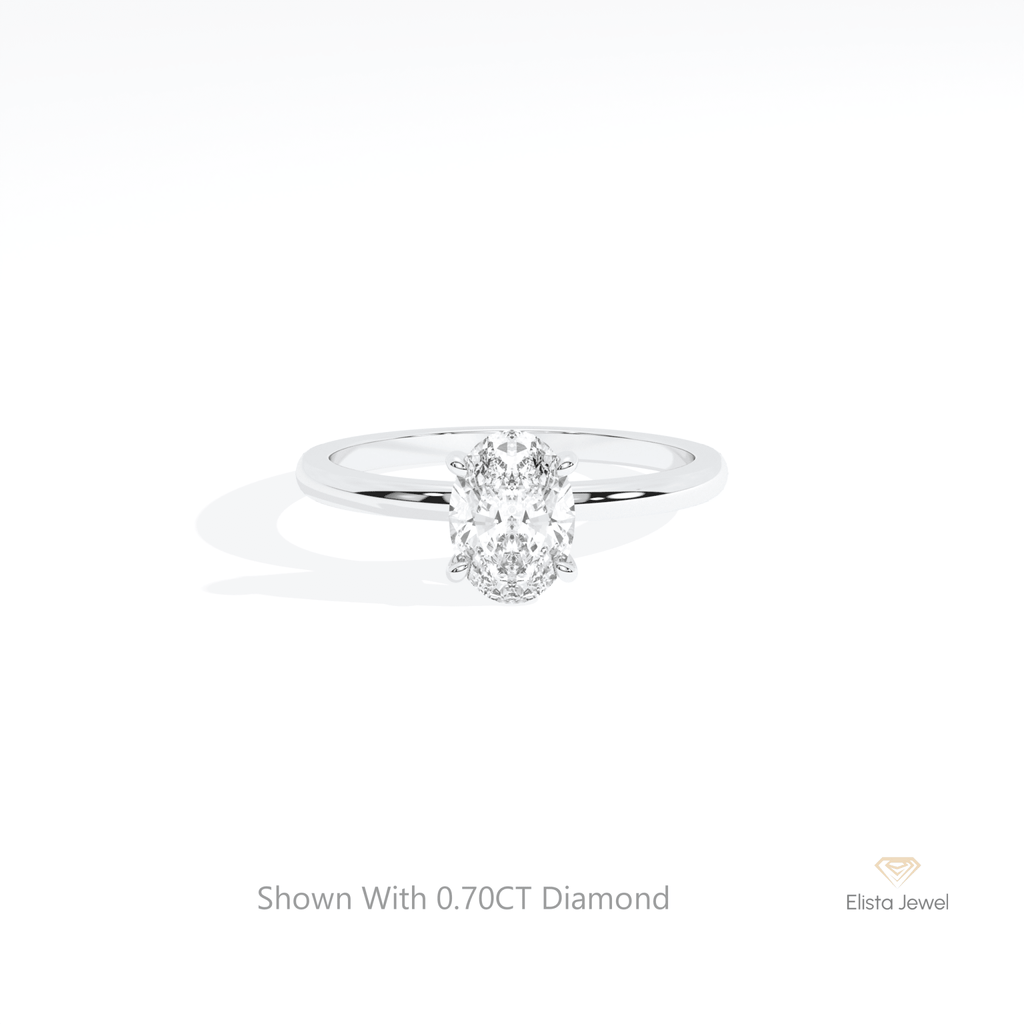 Oval Cut Solitaire Engagement Lab Grown Diamond Ring in 10K White Gold - Front View