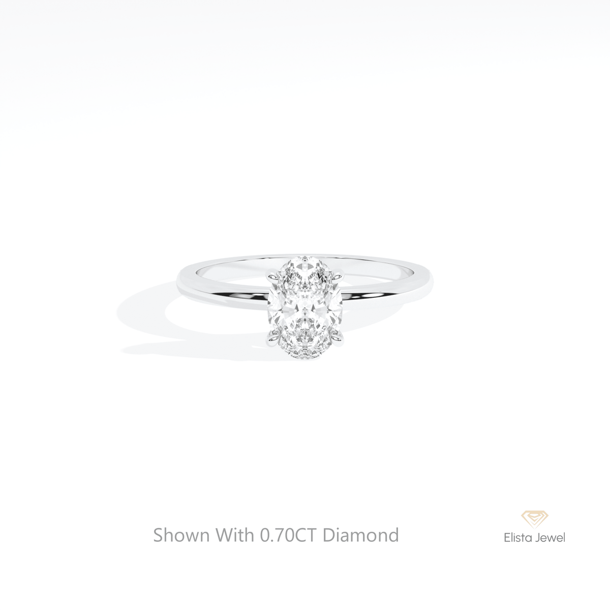 Oval Cut Solitaire Engagement Lab Grown Diamond Ring in 10K White Gold - Front View