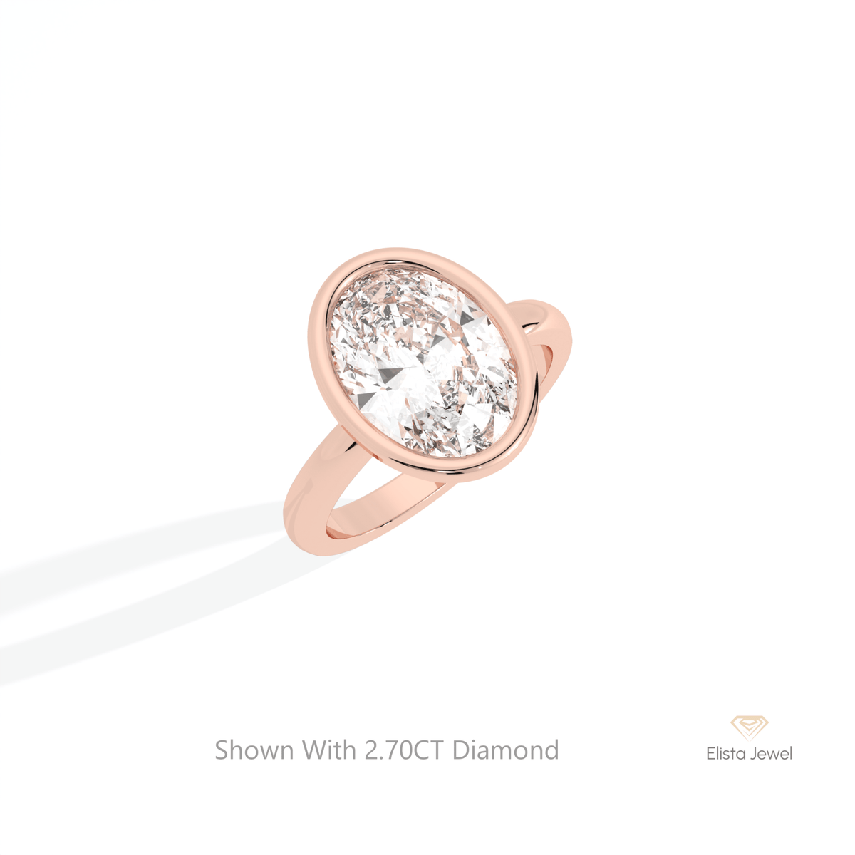 Oval Cut Solitaire Engagement Lab Grown Diamond Ring in 10K Yellow Gold - Side View