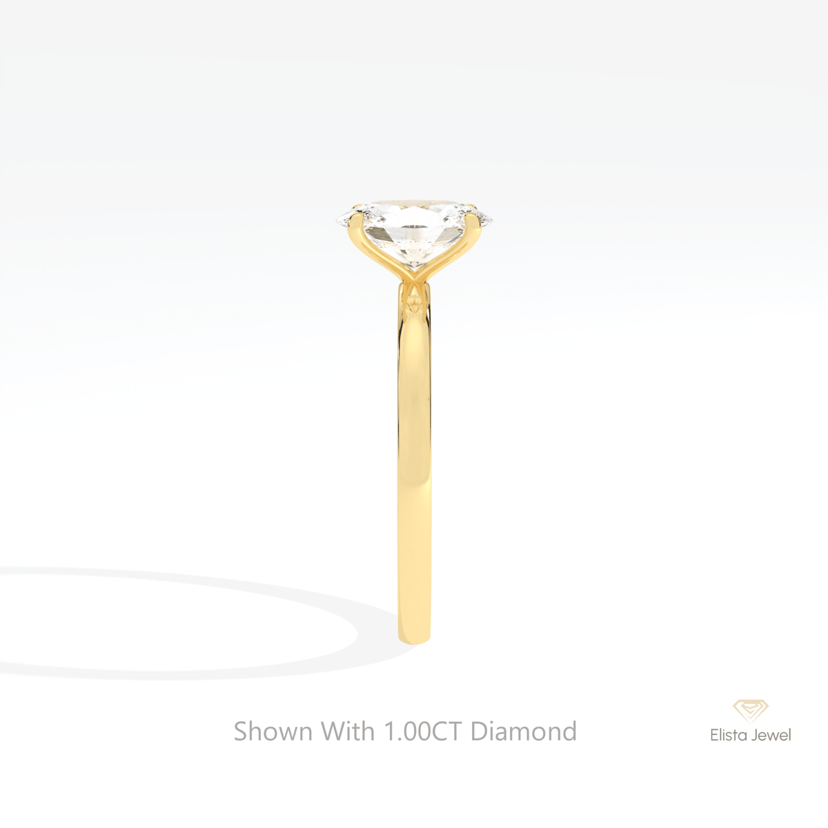 Oval Cut Solitaire Engagement Lab Grown Diamond Ring in 14K White Gold - Top View