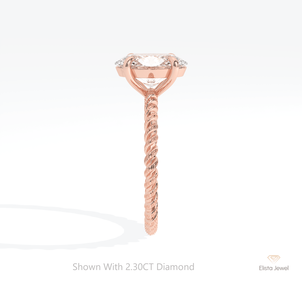 Oval Cut Solitaire Engagement Lab Grown Diamond Ring in 14K White Gold - Top View