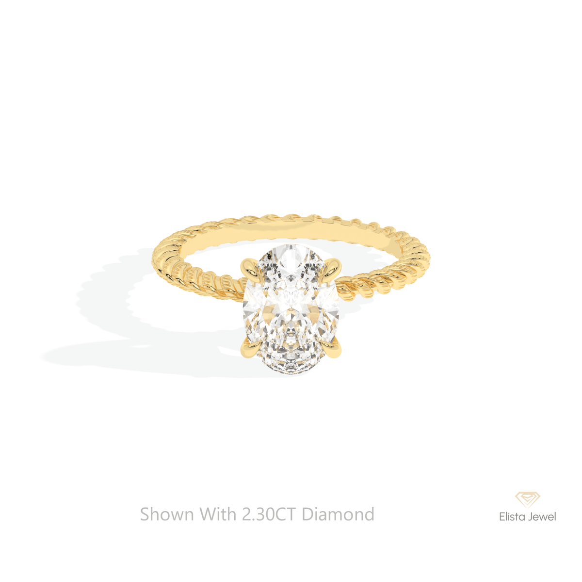 Oval Cut Solitaire Engagement Lab Grown Diamond Ring in 18K Rose Gold - Ring on Hand View