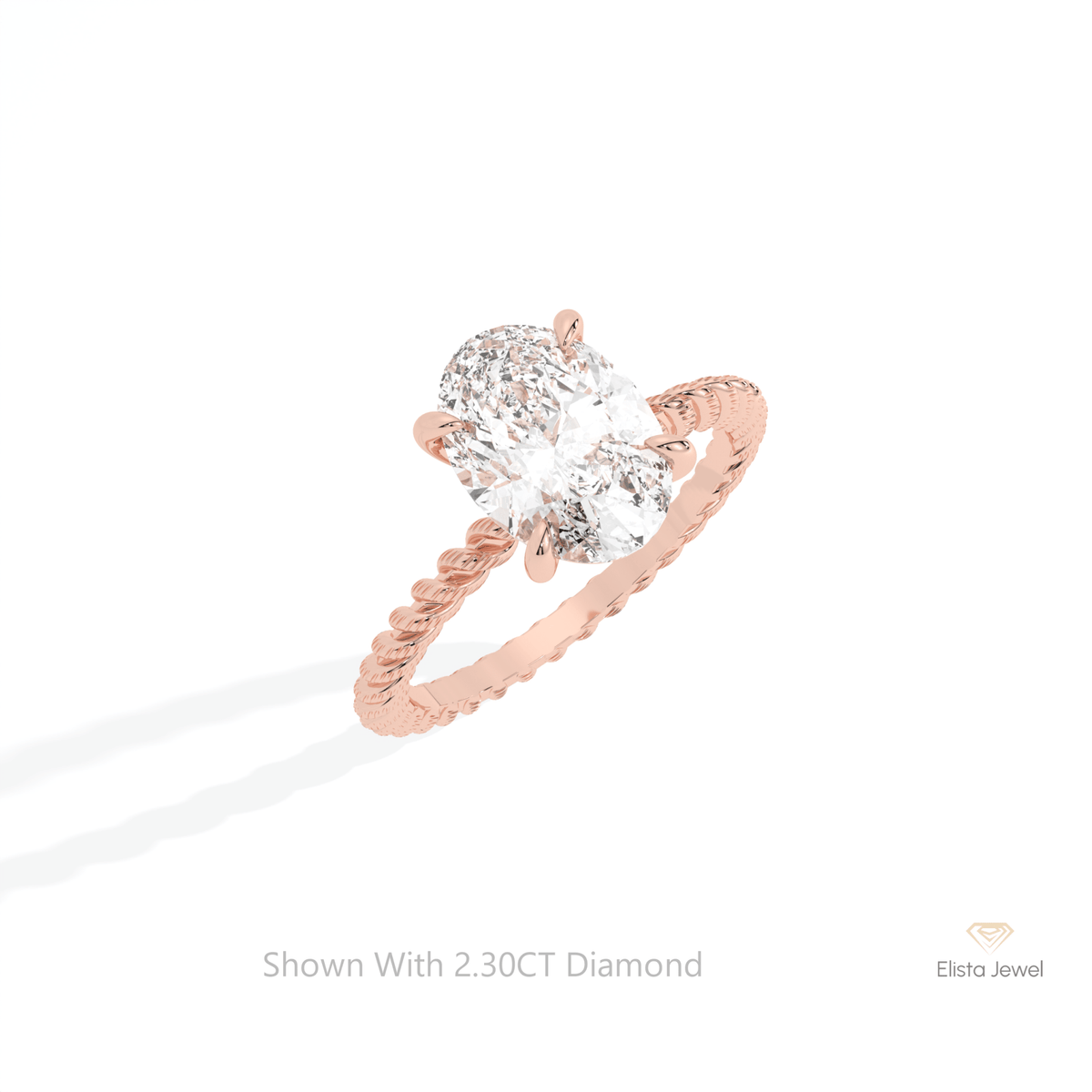 Oval Cut Solitaire Engagement Lab Grown Diamond Ring in 10K Yellow Gold - Side View