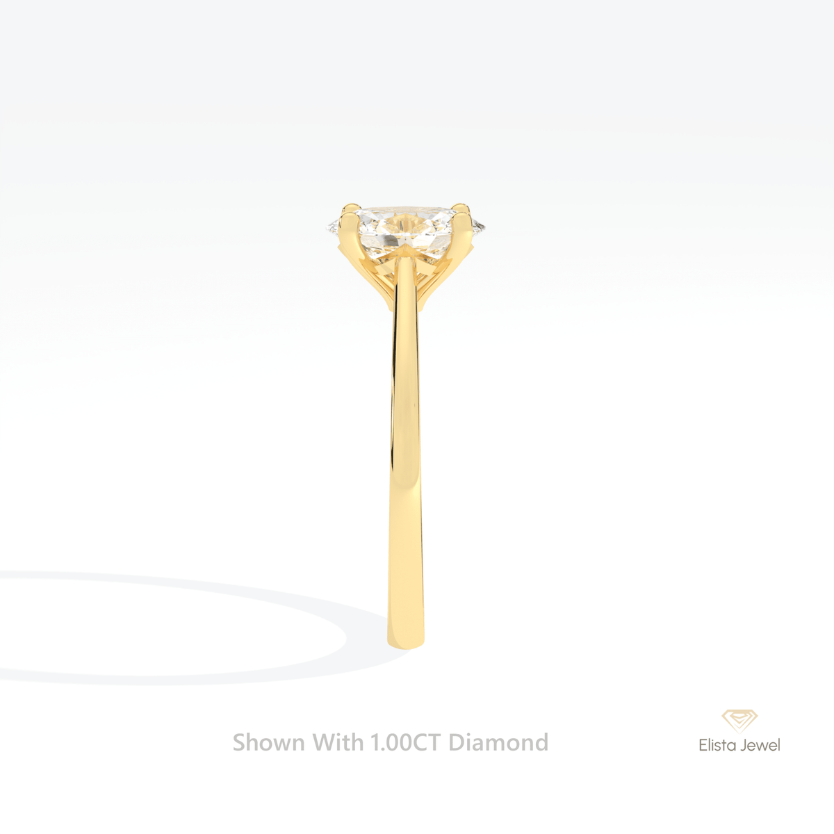 Oval Cut Solitaire Engagement Lab Grown Diamond Ring in 18K Yellow Gold - Perspective View