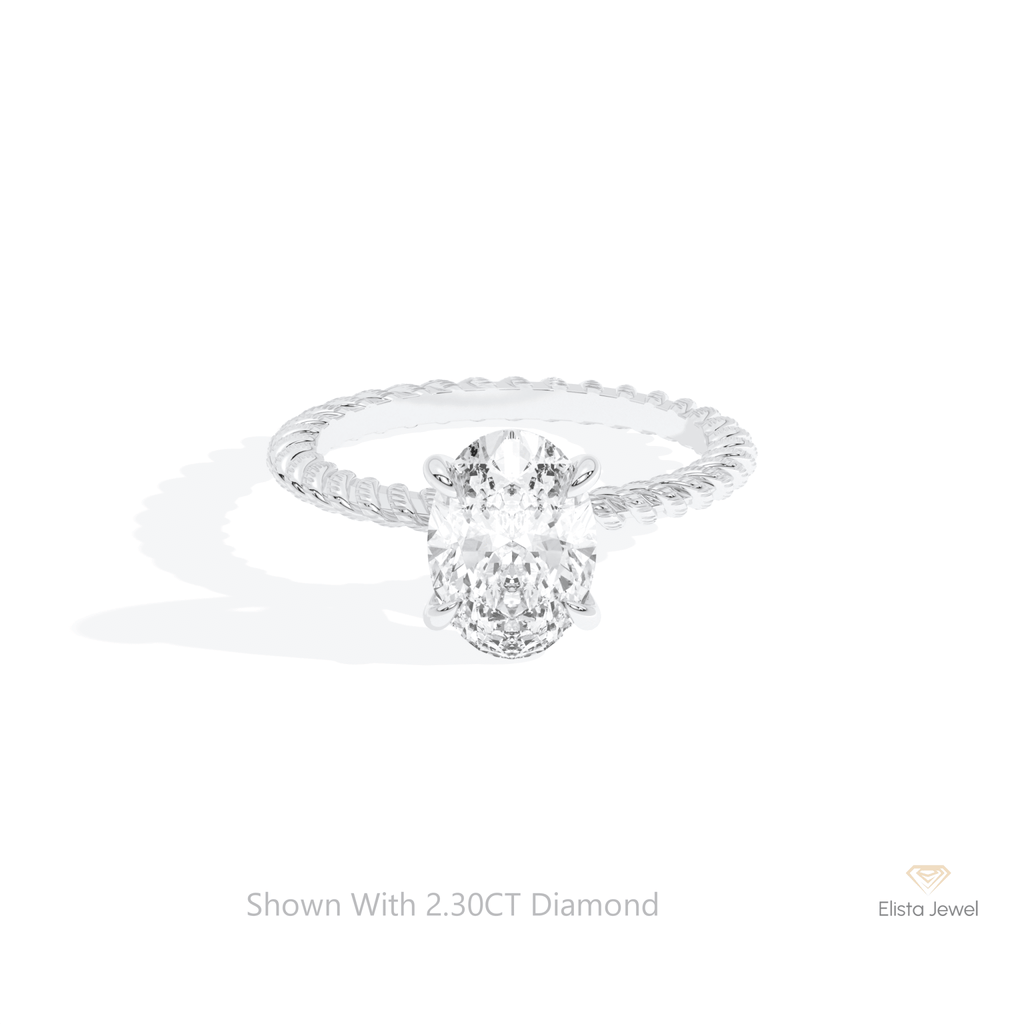 Oval Cut Solitaire Engagement Lab Grown Diamond Ring in 14K Yellow Gold - Detail View