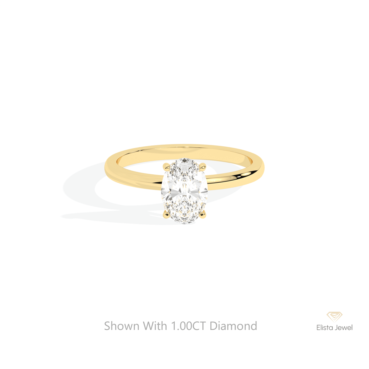 Oval Cut Solitaire Engagement Lab Grown Diamond Ring in 10K White Gold - Front View