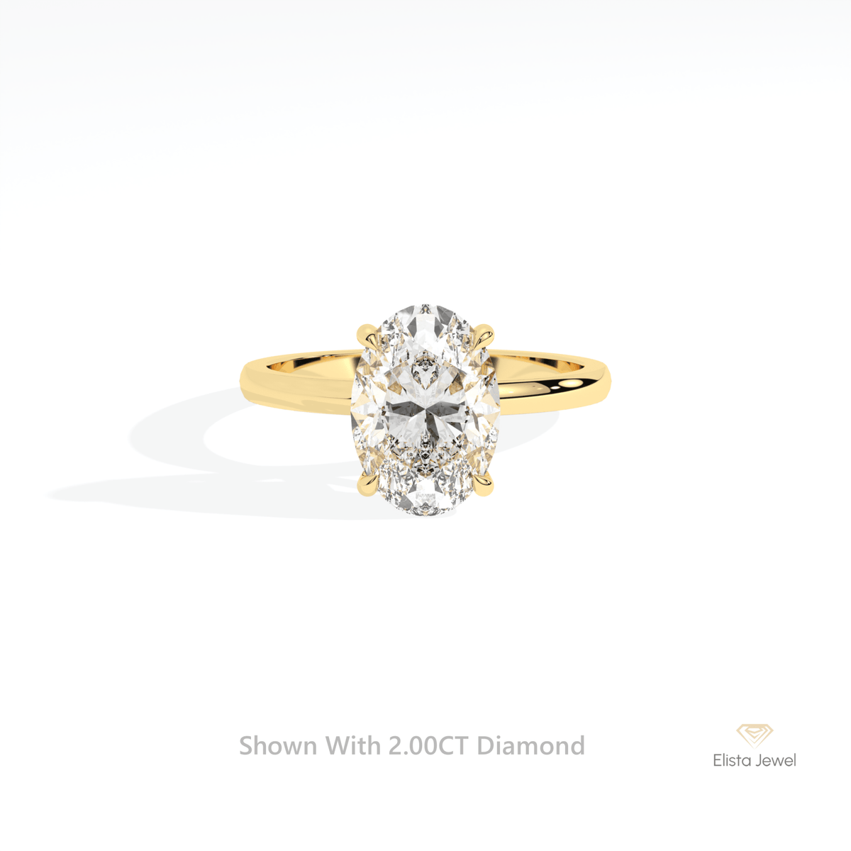 Oval Cut Solitaire Hidden Halo Wedding Lab Grown Diamond Ring in 18K Rose Gold - Ring on Hand View