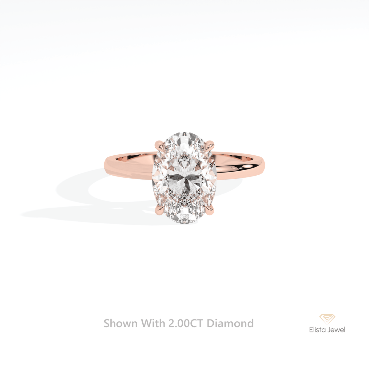 Oval Cut Solitaire Hidden Halo Wedding Lab Grown Diamond Ring in 14K Yellow Gold - Detail View
