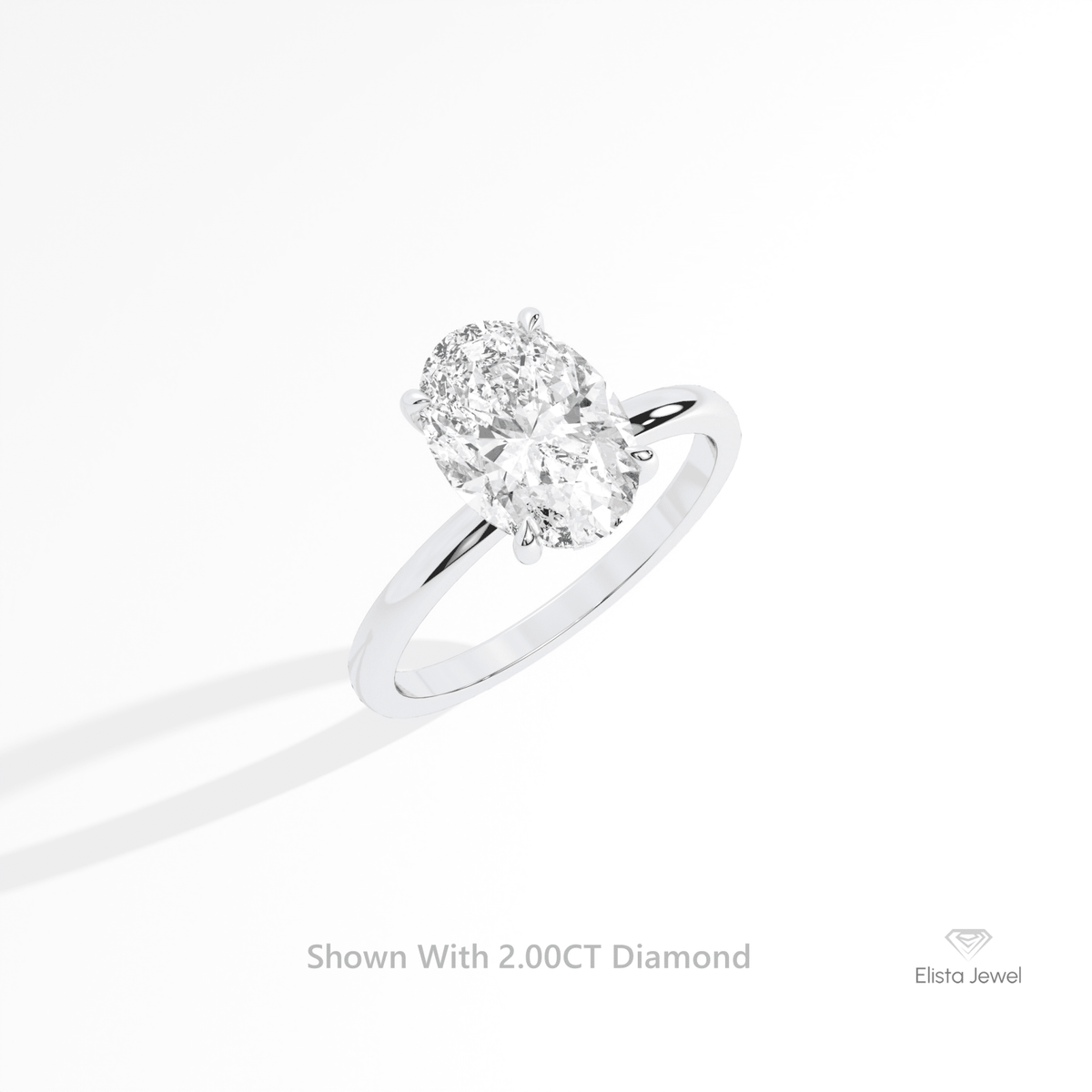 Oval Cut Solitaire Hidden Halo Wedding Lab Grown Diamond Ring in 10K Yellow Gold - Side View