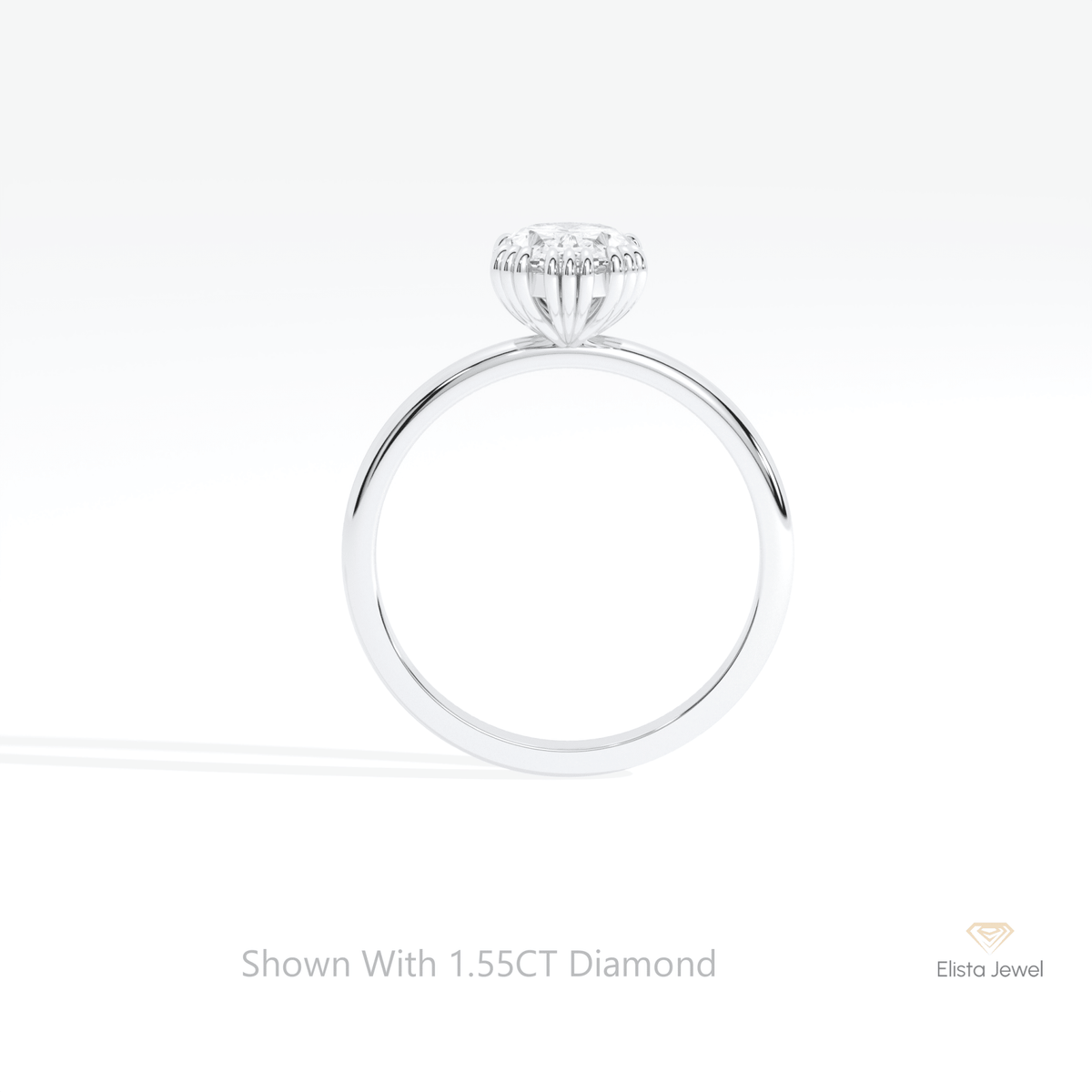 Oval Cut Solitaire Wedding Lab Grown Diamond Ring in 18K White Gold - Close-up View