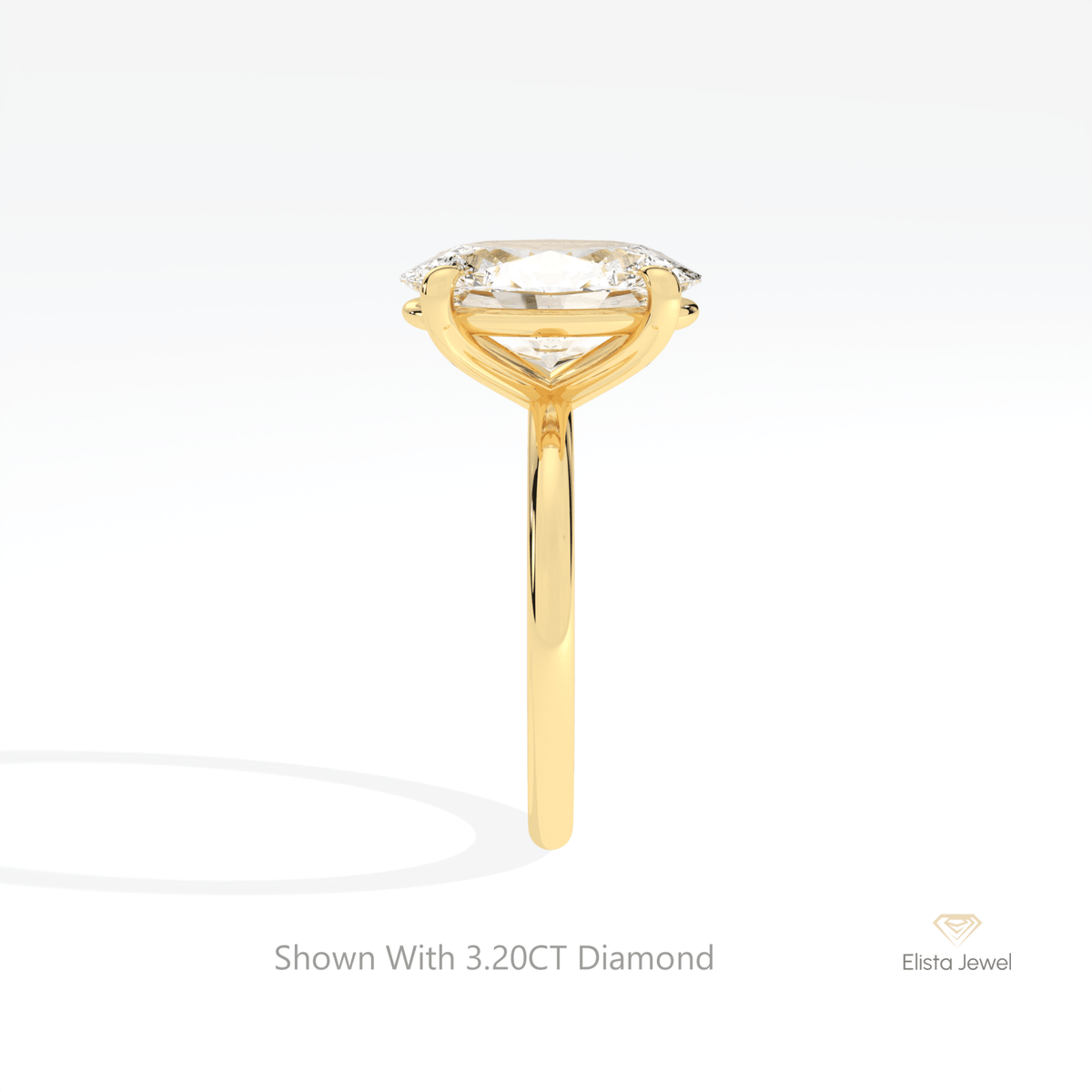 Oval Cut Solitaire Wedding Lab Grown Diamond Ring in 18K Yellow Gold - Perspective View