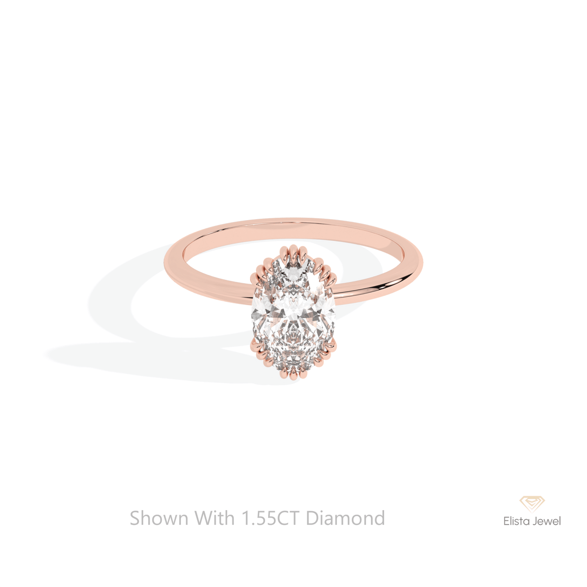 Oval Cut Solitaire Wedding Lab Grown Diamond Ring in 10K White Gold - Front View