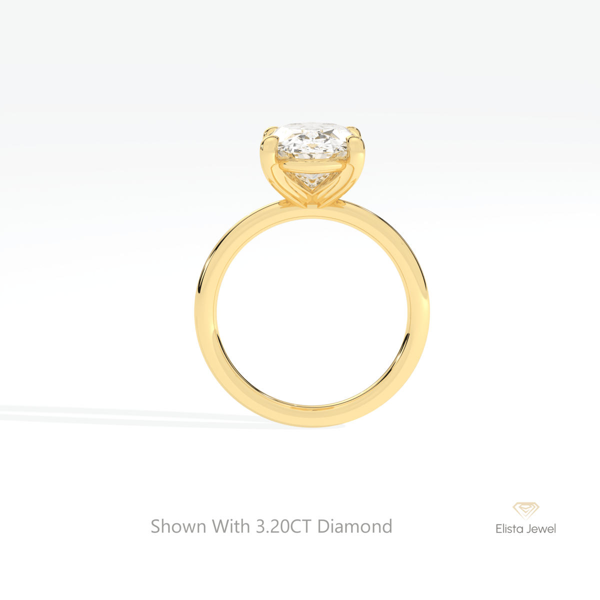 Oval Cut Solitaire Wedding Lab Grown Diamond Ring in 18K White Gold - Close-up View