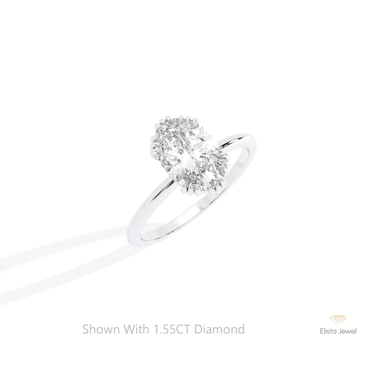 Oval Cut Solitaire Wedding Lab Grown Diamond Ring in 14K Rose Gold - Profile View