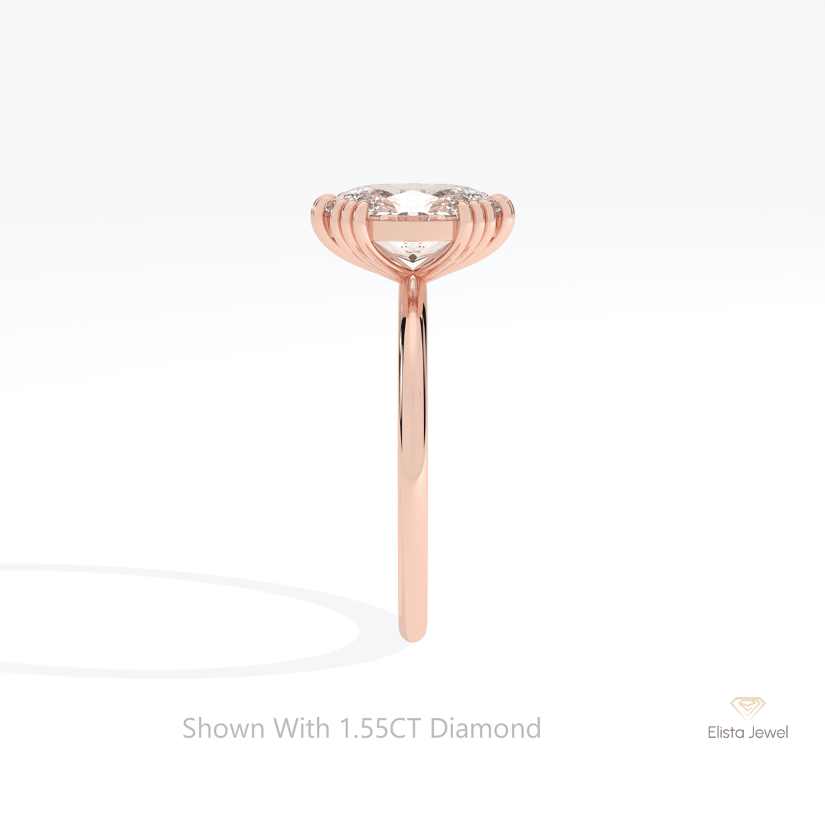 Oval Cut Solitaire Wedding Lab Grown Diamond Ring in 14K White Gold - Top View