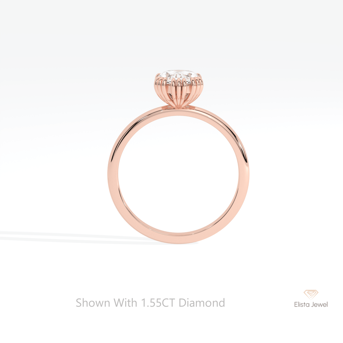 Oval Cut Solitaire Wedding Lab Grown Diamond Ring in 10K Rose Gold - Angled View