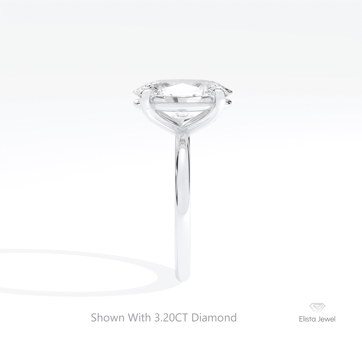 Oval Cut Solitaire Wedding Lab Grown Diamond Ring in 14K White Gold - Top View