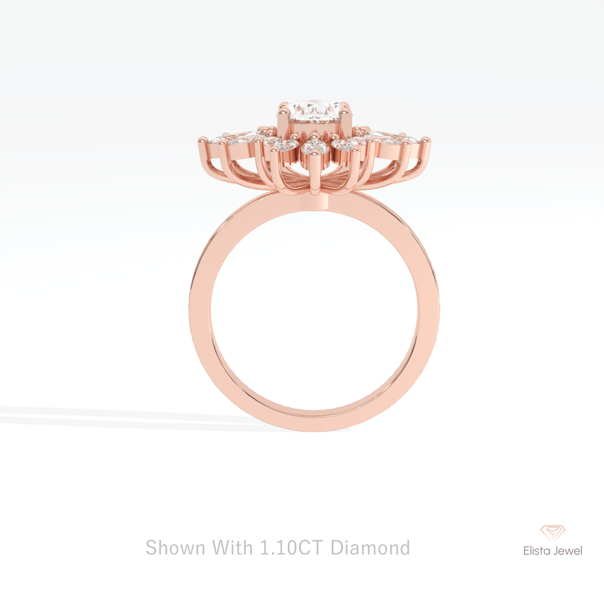 Oval Cut Starburst Engagement Lab Grown Diamond Ring - Alternative View