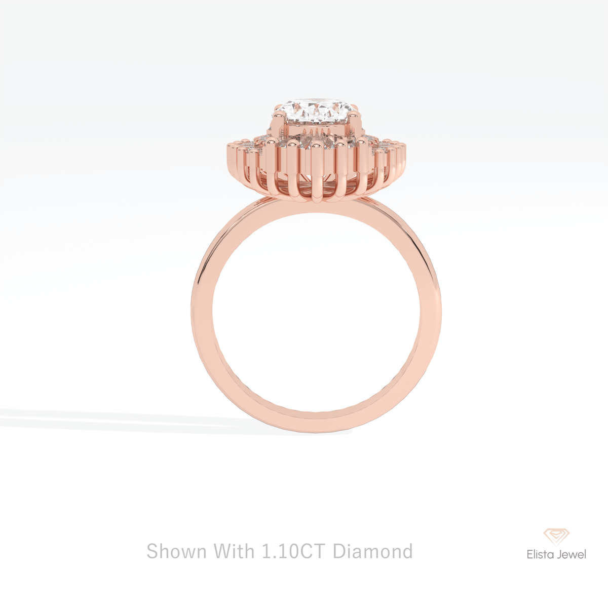Oval Cut Starburst Engagement Lab Grown Diamond Ring - Alternative View