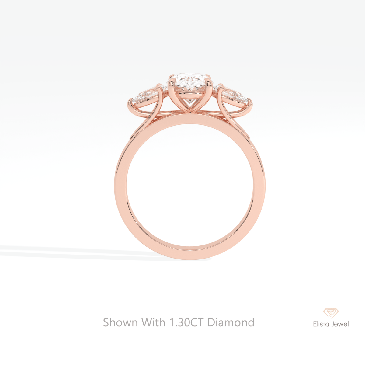 Oval Cut Three Stone Engagement Lab Grown Diamond Ring - Alternative View
