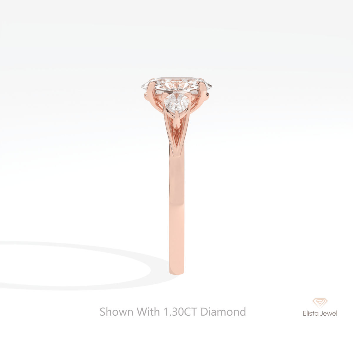Oval Cut Three Stone Engagement Lab Grown Diamond Ring - Additional View