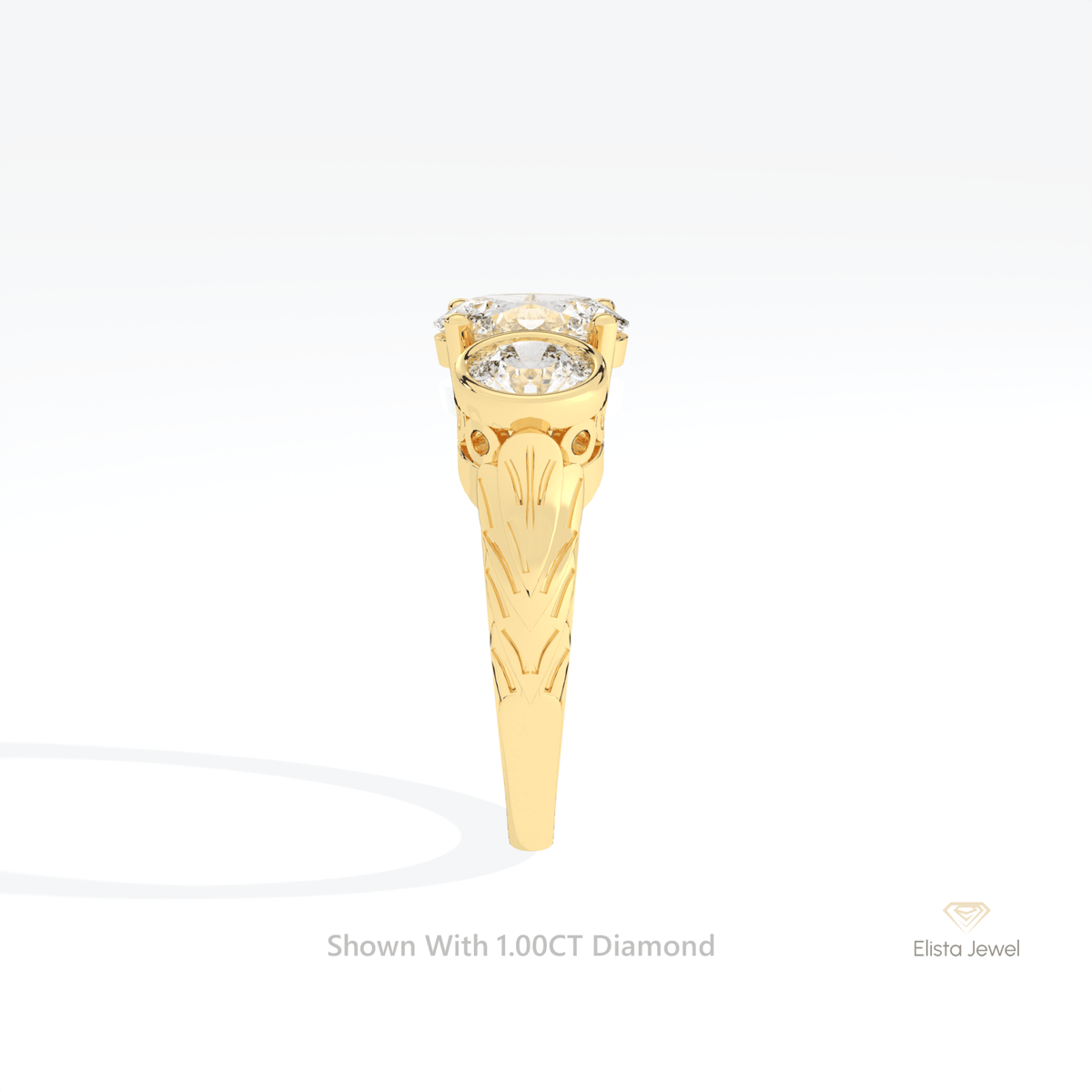 Oval Cut Three Stone Engagement Lab Grown Diamond Ring - Additional View
